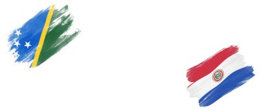 Solomon Adaları ve Paraguay Bayrakları Beyaz Arkaplanda
