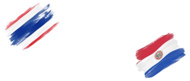 Beyaz Arkaplanda Tayland ve Paraguay Bayrakları