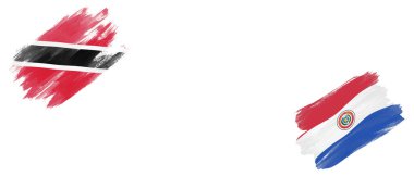 Trinidad ve Tobago ve Paraguay Bayrakları Beyaz Arkaplanda