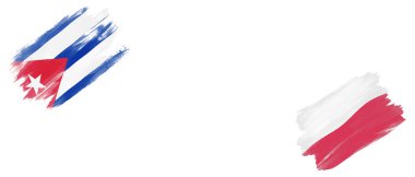Küba ve Polonya Beyaz Arkaplanda Bayraklar
