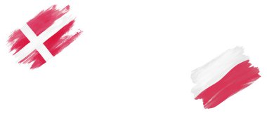 Danimarka ve Polonya Beyaz Arkaplanda Bayraklar