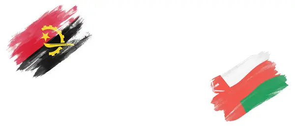安哥拉和阿曼白底国旗 — 图库照片