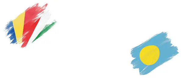 塞舌尔和帕劳白底旗 — 图库照片