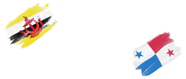 文莱和巴拿马白底国旗 — 图库照片