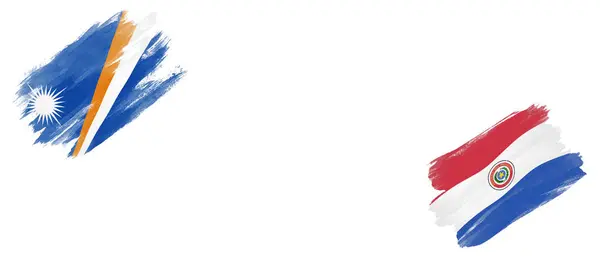 马绍尔群岛和巴拉圭白底旗 — 图库照片