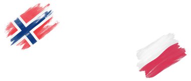 Norveç ve Polonya Beyaz Arkaplanda Bayraklar