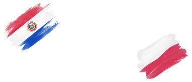 Beyaz Arkaplanda Paraguay ve Polonya Bayrakları