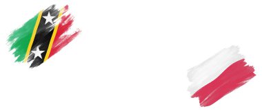 Saint Kitts ve Nevis ve Polonya Beyaz Arkaplanda Bayraklar