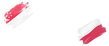 Singapur ve Polonya Beyaz Arkaplanda Bayraklar