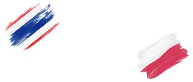 Beyaz Arkaplanda Tayland ve Polonya Bayrakları