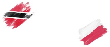 Trinidad ve Tobago ve Polonya Beyaz Arkaplanda Bayraklar