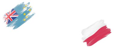 Tuvalu ve Polonya Beyaz Arkaplanda Bayraklar