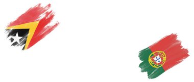 Beyaz Arkaplanda Doğu Timor ve Portekiz Bayrakları
