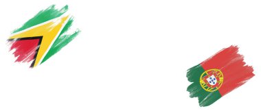 Beyaz Arkaplanda Guyana ve Portekiz Bayrakları