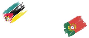 Beyaz Arkaplanda Mozambik ve Portekiz Bayrakları