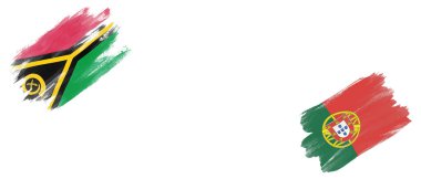 Beyaz Arkaplanda Vanuatu ve Portekiz Bayrakları