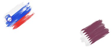 Beyaz Arkaplanda Slovenya ve Katar Bayrakları