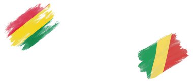 Beyaz Arkaplanda Bolivya ve Kongo Cumhuriyeti Bayrakları