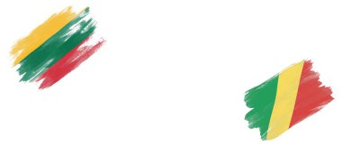 Beyaz Arkaplanda Litvanya ve Kongo Cumhuriyeti Bayrakları