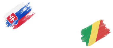 Beyaz Arkaplanda Slovakya ve Kongo Cumhuriyeti Bayrakları