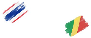 Beyaz Arkaplanda Tayland ve Kongo Cumhuriyeti Bayrakları