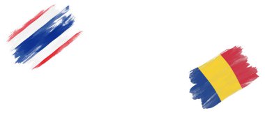 Beyaz Arkaplanda Tayland ve Romanya Bayrakları