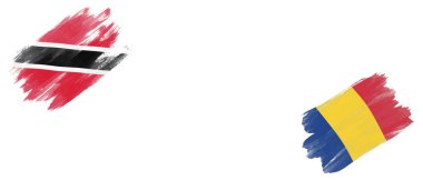 Beyaz Arkaplanda Trinidad ve Tobago ve Romanya Bayrakları