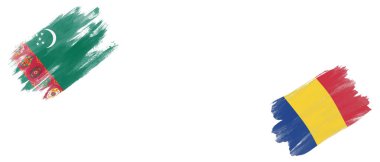 Beyaz Arkaplanda Türkmenistan ve Romanya Bayrakları