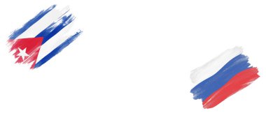Küba ve Rusya Beyaz Arkaplanda Bayraklar