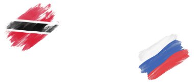 Trinidad ve Tobago ve Rusya Beyaz Arkaplanda Bayraklar