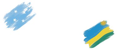 Beyaz Arkaplanda Mikronezya ve Ruanda Bayrakları