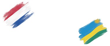 Beyaz Arkaplanda Hollanda ve Ruanda Bayrakları