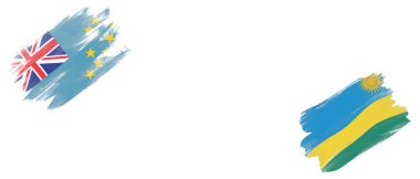 Tuvalu ve Ruanda Bayrakları Beyaz Arkaplanda