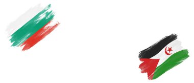 Bulgaristan ve Sahra Arap Demokratik Cumhuriyeti Beyaz Arkaplanda Bayraklar