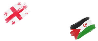 Beyaz Arkaplanda Gürcistan ve Sahra Arap Demokratik Cumhuriyeti Bayrakları