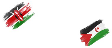 Beyaz Arkaplanda Kenya ve Sahra Arap Demokratik Cumhuriyeti Bayrakları