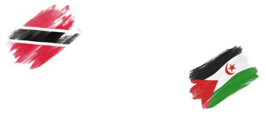 Trinidad ve Tobago ve Sahra Arap Demokratik Cumhuriyeti Beyaz Arkaplanda Bayraklar