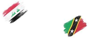 Beyaz Arkaplanda Irak ve Saint Kitts ve Nevis Bayrakları