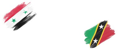 Beyaz Arkaplanda Suriye ve Saint Kitts ve Nevis Bayrakları