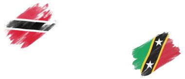 Trinidad ve Tobago ve Saint Kitts ve Nevis Bayrakları Beyaz Arkaplanda