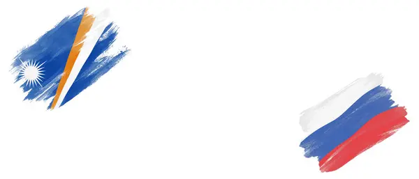 Флаги Маршалловых Островов России Белом Фоне — стоковое фото