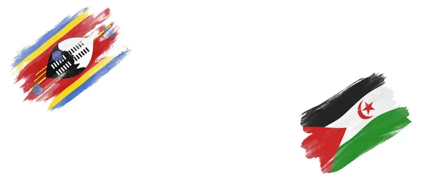 Есватіні Сахарська Арабська Демократична Республіка Прапори Білому Тлі — стокове фото