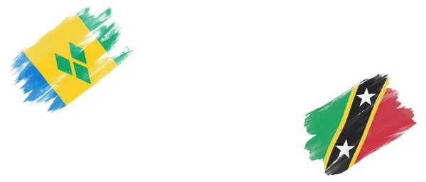 Сент Вінсент Гренадини Сент Кітс Невіс Прапори Білому Тлі — стокове фото