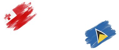 Tonga ve Saint Lucia Bayrakları Beyaz Arkaplanda