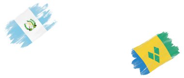 Guatemala ve Saint Vincent ve Beyaz Arkaplanda Grenadine Bayrakları