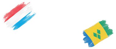 Lüksemburg ve Saint Vincent ve Beyaz Arkaplanda Grenadine Bayrakları