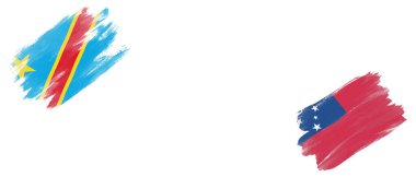 Beyaz Arkaplanda Demokratik Kongo Cumhuriyeti ve Samoa Bayrakları