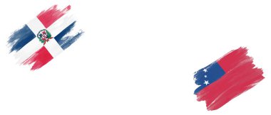 Beyaz Arkaplanda Dominik Cumhuriyeti ve Samoa Bayrakları