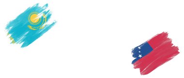 Beyaz Arkaplanda Kazakistan ve Samoa Bayrakları