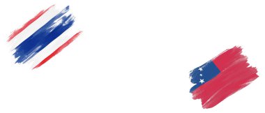 Beyaz Arkaplanda Tayland ve Samoa Bayrakları